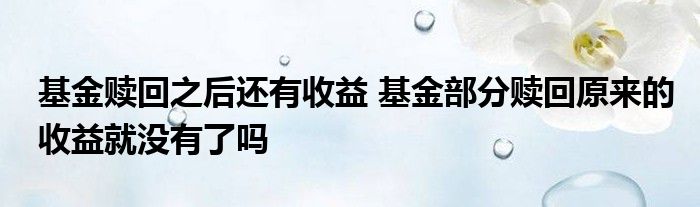 基金赎回之后还有收益 基金部分赎回原来的收益就没有了吗