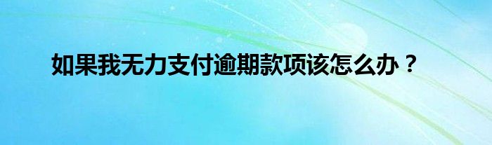 如果我无力支付逾期款项该怎么办？