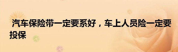 汽车保险带一定要系好，车上人员险一定要投保