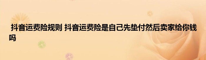 抖音运费险规则 抖音运费险是自己先垫付然后卖家给你钱吗