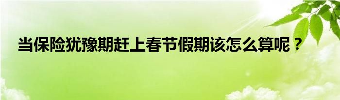 当保险犹豫期赶上春节假期该怎么算呢？