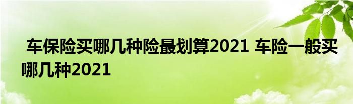 车保险买哪几种险最划算2021 车险一般买哪几种2021