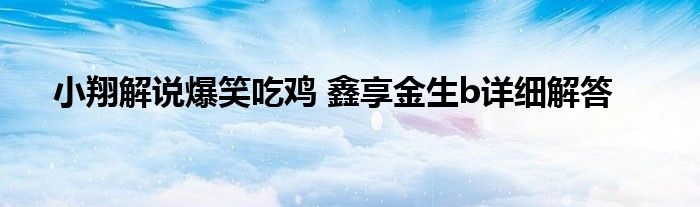 小翔解说爆笑吃鸡 鑫享金生b详细解答