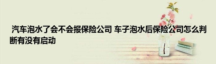 汽车泡水了会不会报保险公司 车子泡水后保险公司怎么判断有没有启动
