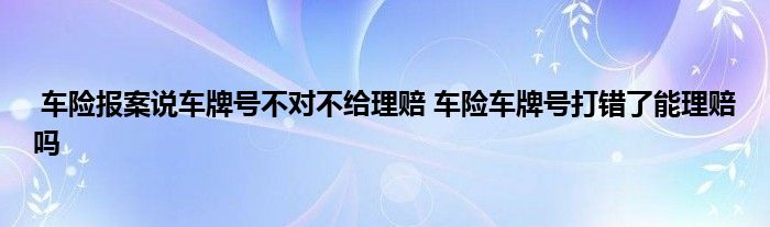 车险报案说车牌号不对不给理赔 车险车牌号打错了能理赔吗
