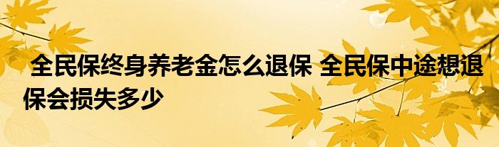 全民保终身养老金怎么退保 全民保中途想退保会损失多少