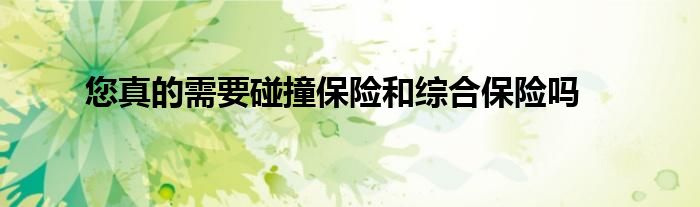 您真的需要碰撞保险和综合保险吗