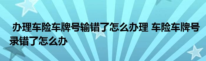 办理车险车牌号输错了怎么办理 车险车牌号录错了怎么办