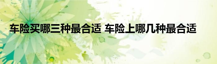 车险买哪三种最合适 车险上哪几种最合适