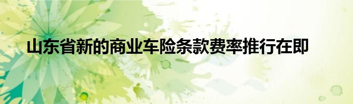 山东省新的商业车险条款费率推行在即