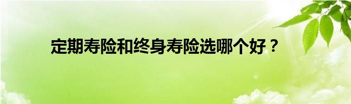 定期寿险和终身寿险选哪个好?