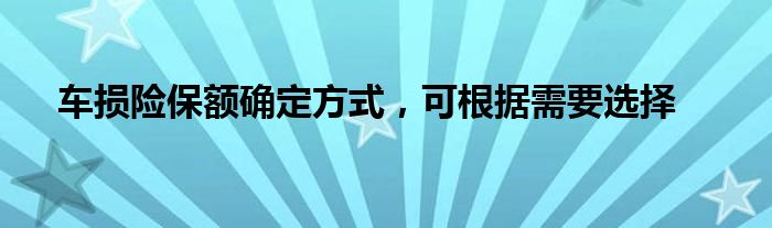 车损险保额确定方式,可根据需要选择