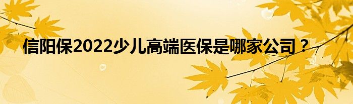 信阳保2022少儿高端医保是哪家公司？