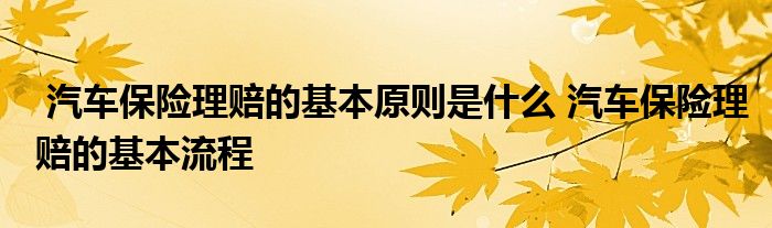 汽车保险理赔的基本原则是什么 汽车保险理赔的基本流程