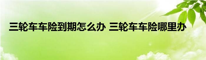 三轮车车险到期怎么办 三轮车车险哪里办