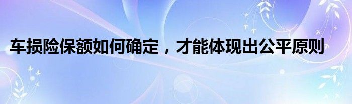 车损险保额如何确定,才能体现出公平原则