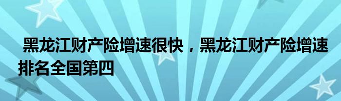 黑龙江财产险增速很快，黑龙江财产险增速排名全国第四