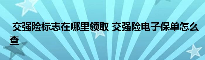 交强险标志在哪里领取 交强险电子保单怎么查