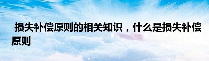 损失补偿原则的相关知识,什么是损失补偿原则