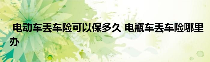 电动车丢车险可以保多久 电瓶车丢车险哪里办