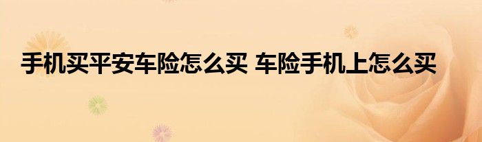 手机买平安车险怎么买 车险手机上怎么买