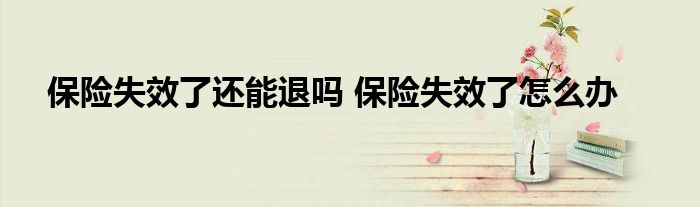 保险失效了还能退吗 保险失效了怎么办