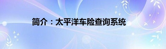 简介：太平洋车险查询系统