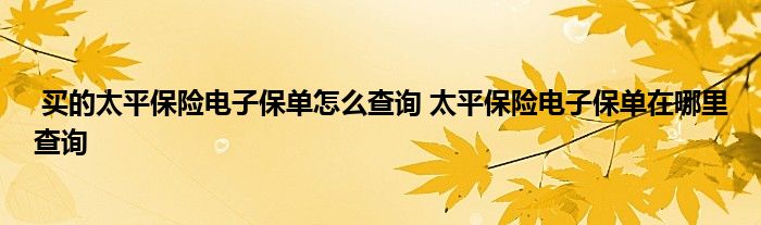 买的太平保险电子保单怎么查询 太平保险电子保单在哪里查询