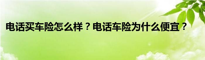 电话买车险怎么样？电话车险为什么便宜？