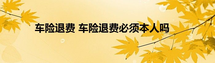 车险退费 车险退费必须本人吗
