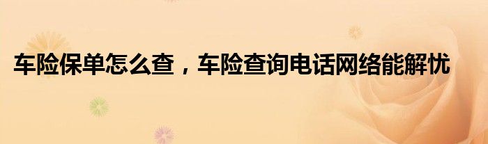 车险保单怎么查，车险查询电话网络能解忧