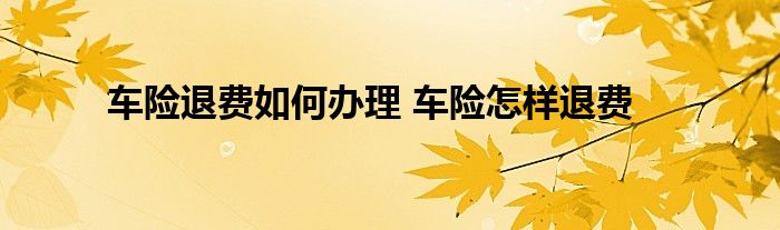 车险退费如何办理 车险怎样退费