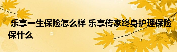 乐享一生保险怎么样 乐享传家终身护理保险保什么