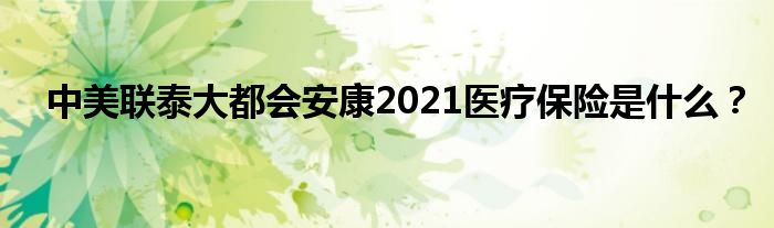 中美联泰大都会安康2021医疗保险是什么？
