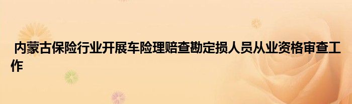 内蒙古保险行业开展车险理赔查勘定损人员从业资格审查工作