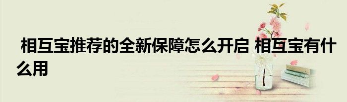 相互宝推荐的全新保障怎么开启 相互宝有什么用