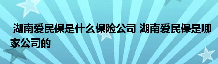 湖南爱民保是什么保险公司 湖南爱民保是哪家公司的