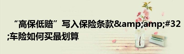 “高保低赔”写入保险条款&amp;#32;车险如何买最划算