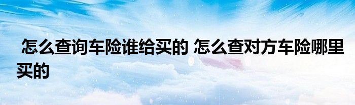 怎么查询车险谁给买的 怎么查对方车险哪里买的