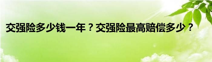 交强险多少钱一年？交强险最高赔偿多少？