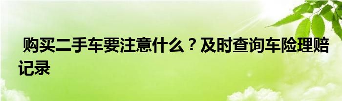 购买二手车要注意什么？及时查询车险理赔记录