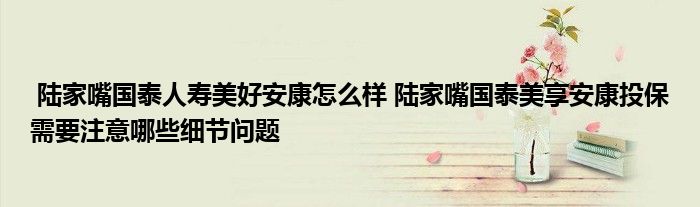 陆家嘴国泰人寿美好安康怎么样 陆家嘴国泰美享安康投保需要注意哪些细节问题