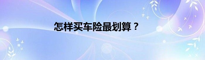怎样买车险最划算？