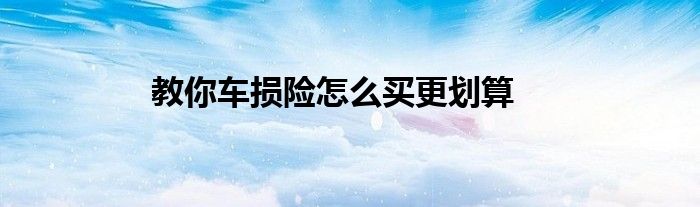 教你车损险怎么买更划算