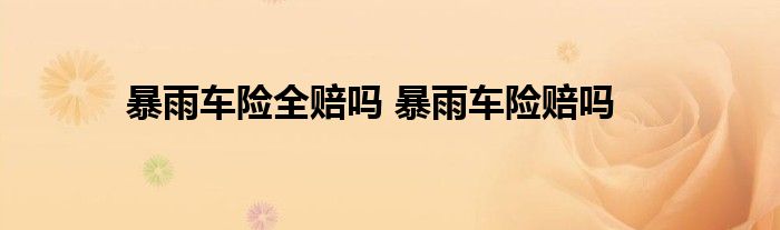 暴雨车险全赔吗 暴雨车险赔吗