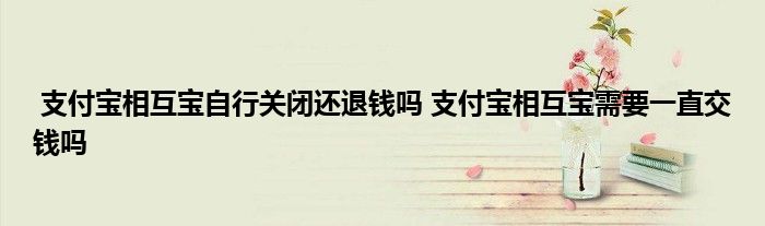 支付宝相互宝自行关闭还退钱吗 支付宝相互宝需要一直交钱吗