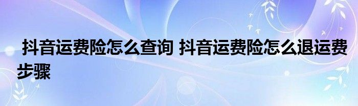 抖音运费险怎么查询 抖音运费险怎么退运费步骤