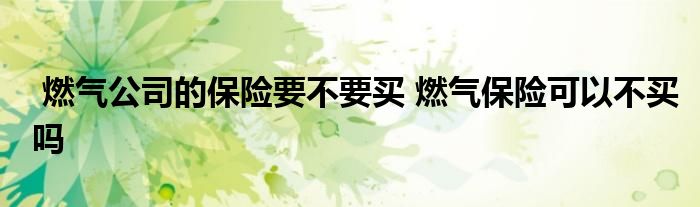 燃气公司的保险要不要买 燃气保险可以不买吗