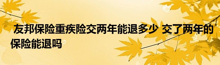 友邦保险重疾险交两年能退多少 交了两年的保险能退吗