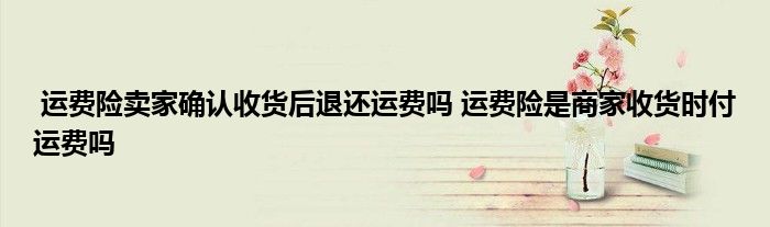 运费险卖家确认收货后退还运费吗 运费险是商家收货时付运费吗